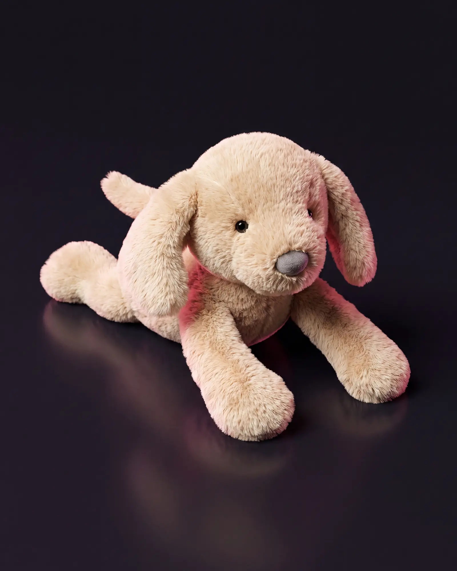 Bashful Luxe Puppy Orlando, 어두운 스튜디오 배경.